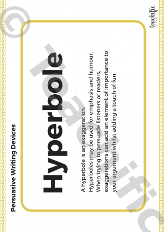 Preview image for Persuasive Writing Devices: Poster - Hyperbole
