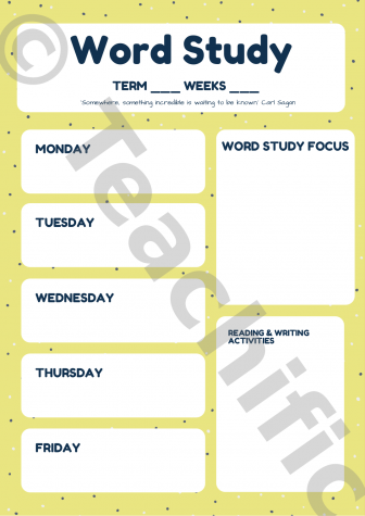 Preview image for Planners: Weekly - Word Study Contract