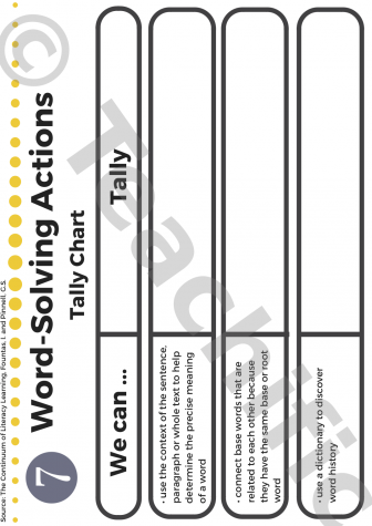 Preview image for Tally Charts: Word Solving Actions, Yr 7