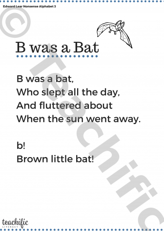 Preview image for Poems: B was a Bat Nonsense Alphabet 3, Yrs 2,3