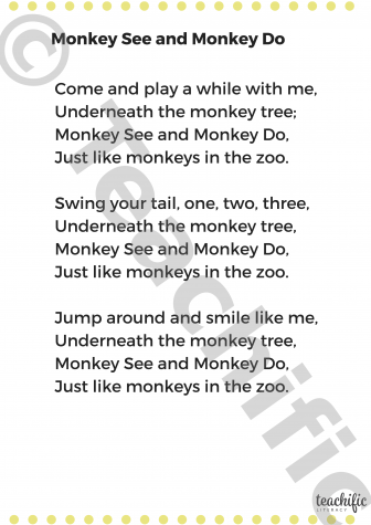 Preview image for Poem: Monkey See and Monkey Do, K-3