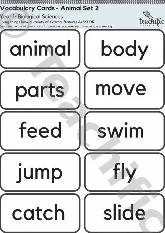 Preview image for Science Vocabulary Cards: Yr 1 Biological Sciences - Animal Set 2 