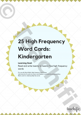 Preview image for High Frequency Word Cards: 25 Words Kindergarten