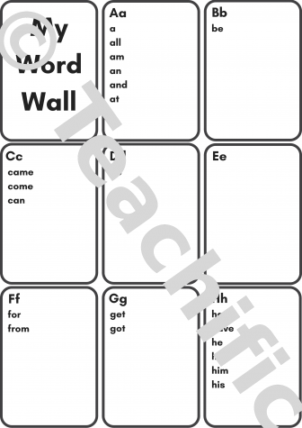 Preview image for Personal Word Wall: My Word Wall Year 1 First 50 High Frequency Words