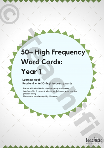 Preview image for High Frequency Word Cards: 50+ Words Year 1