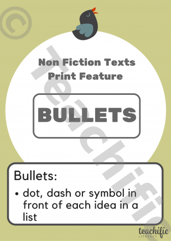 Preview image for Non Fiction Poster: Print Features, Yrs K-2 - Bullets