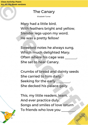 Preview image for Cloze Activity: The Canary Poem